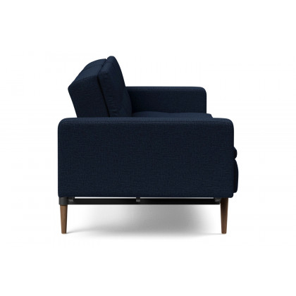 Innovation Living Dublexo Styletto Sofa Bed Dark Wood with Arms - 528 Mixed Dance Blue