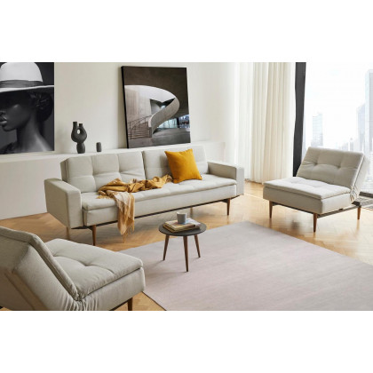 Innovation Living Dublexo Styletto Sofa Bed Dark Wood with Arms - 563 Twist Charcoal