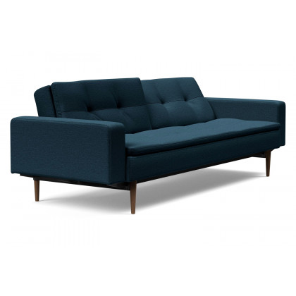 Innovation Living Dublexo Styletto Sofa Bed Dark Wood with Arms - 580 Argus Navy Blue