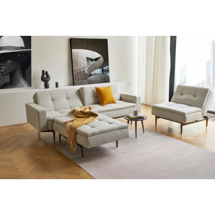 Innovation Living Dublexo Styletto Sofa Bed Dark Wood with Arms - 585 Argus Brown
