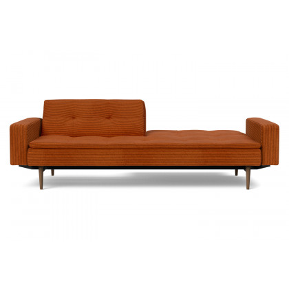 Innovation Living Dublexo Styletto Sofa Bed Dark Wood with Arms - 595 Corduroy Burnt Orange