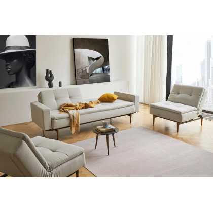Innovation Living Dublexo Styletto Sofa Bed Dark Wood with Arms - 595 Corduroy Burnt Orange