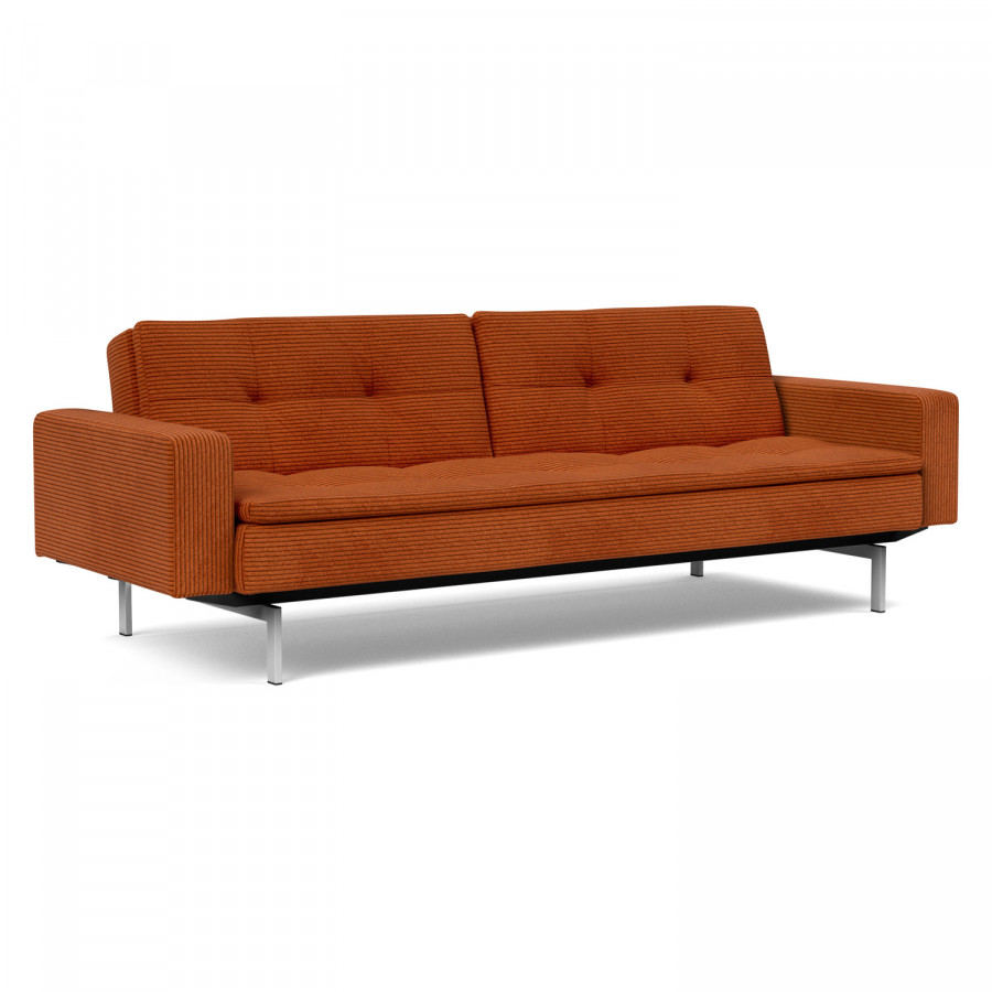 Innovation Living Dublexo Stainless Steel Sofa Bed with Arms - 595 Corduroy Burnt Orange