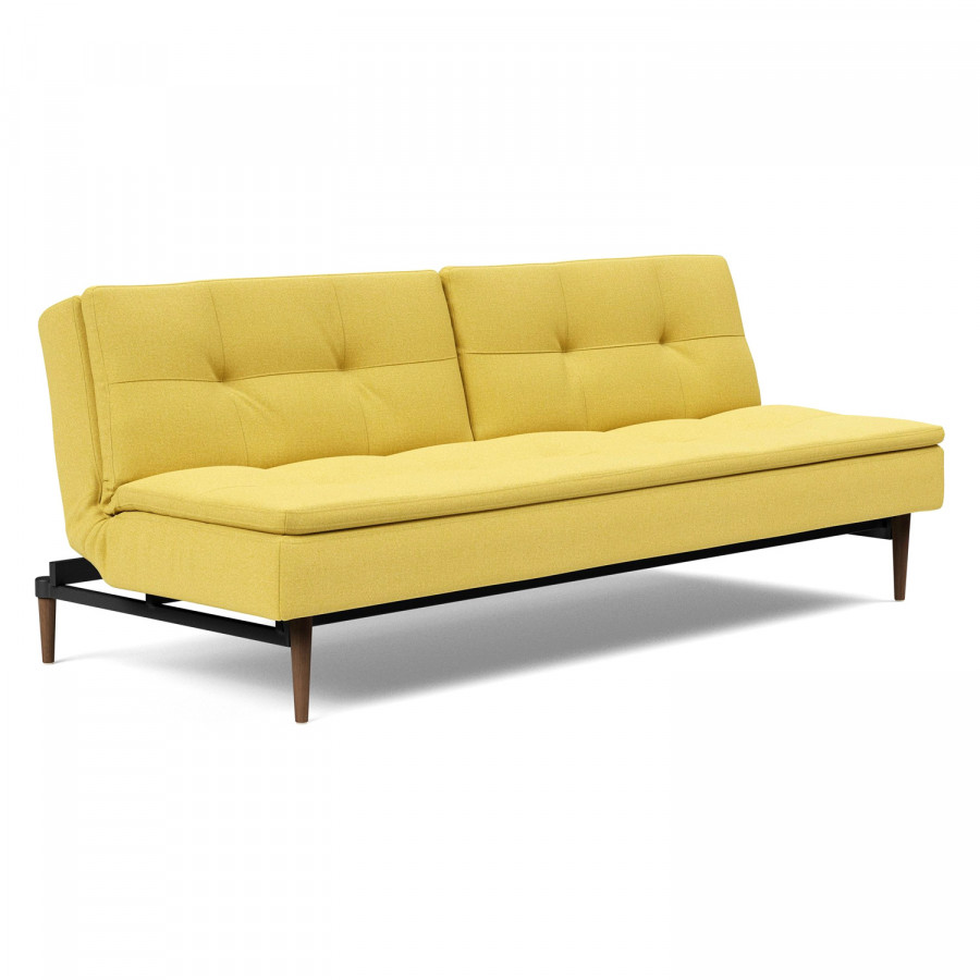 Innovation Living Dublexo Styletto Sofa Bed Dark Wood - 554 Soft Mustard Flower