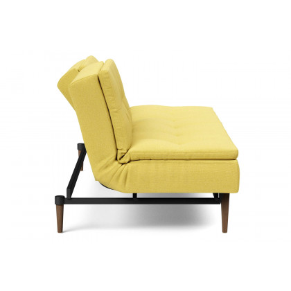 Innovation Living Dublexo Styletto Sofa Bed Dark Wood - 554 Soft Mustard Flower