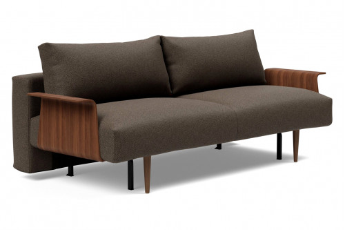 Innovation Living™ Frode Dark Styletto Sofa Bed Walnut Arms - 578 Kenya Taupe