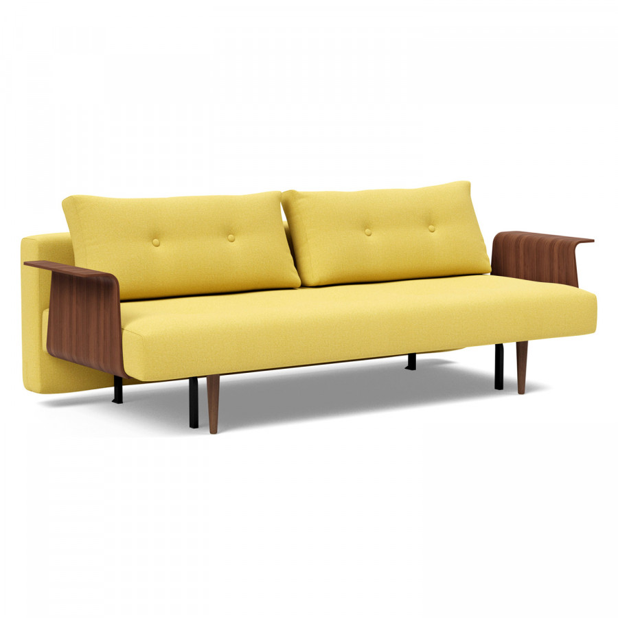 Innovation Living Recast Plus Sofa Bed Dark Styletto with Arms - 554 Soft Mustard Flower