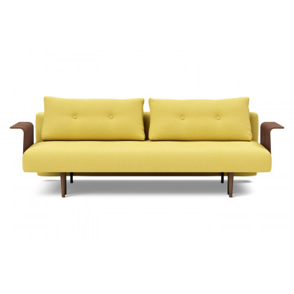 Innovation Living Recast Plus Sofa Bed Dark Styletto with Arms - 554 Soft Mustard Flower