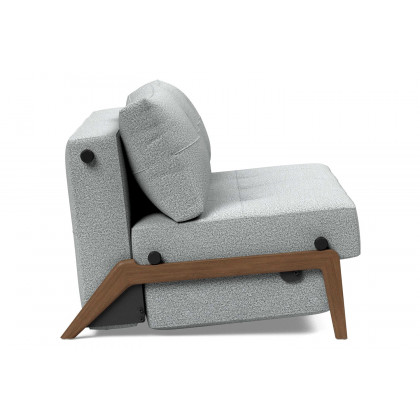 Innovation Living Cubed Full Size Sofa Bed with Dark Wood Legs - 538 Melange Light Gray