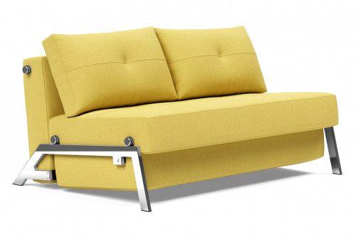Innovation Living™ Cubed Full Size Sofa Bed with Chrome legs - 554 Soft Mustard Flower