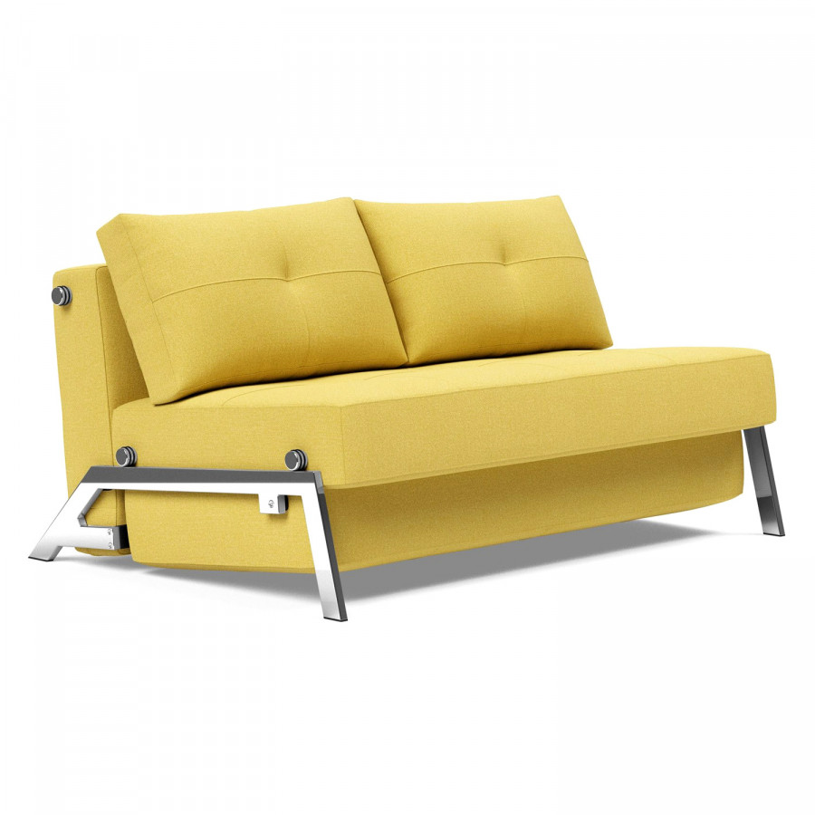 Innovation Living Cubed Full Size Sofa Bed with Chrome legs - 554 Soft Mustard Flower