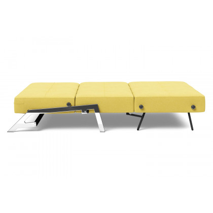 Innovation Living Cubed Full Size Sofa Bed with Chrome legs - 554 Soft Mustard Flower