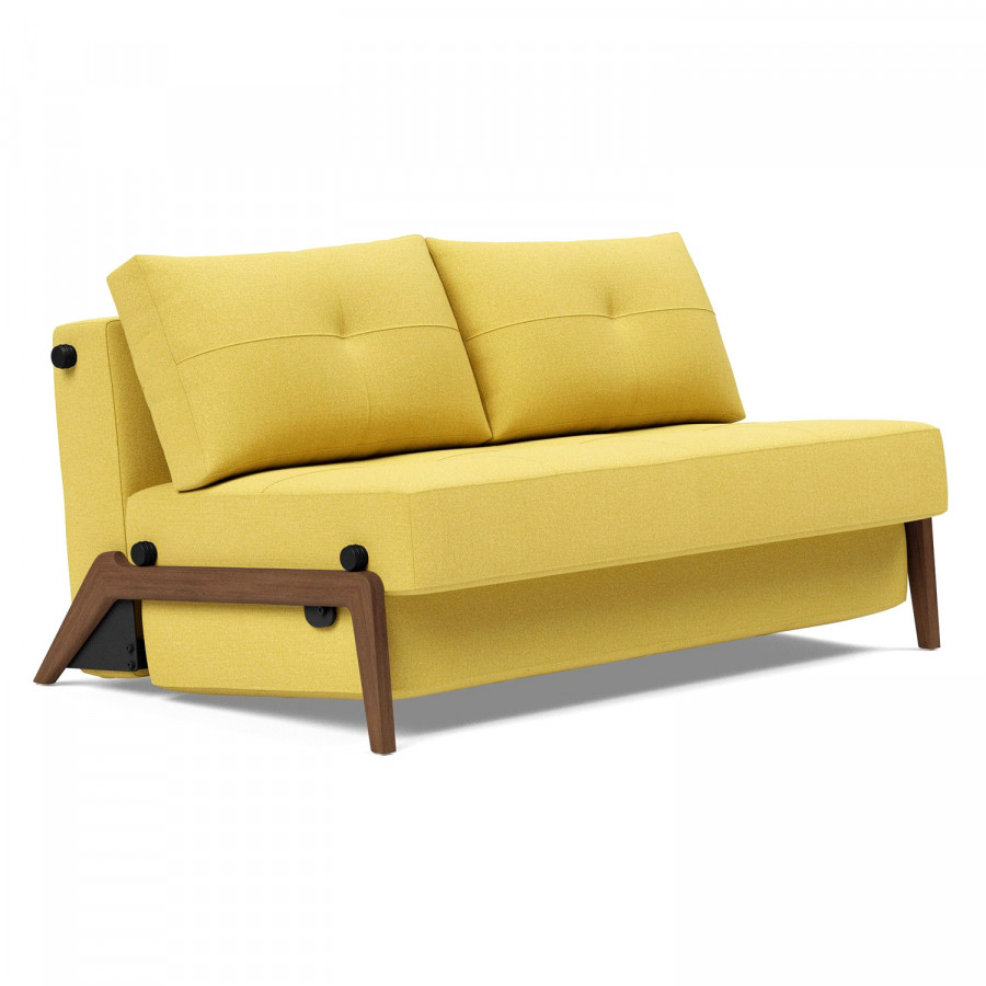 Innovation Living Cubed Full Size Sofa Bed with Dark Wood Legs - 554 Soft Mustard Flower