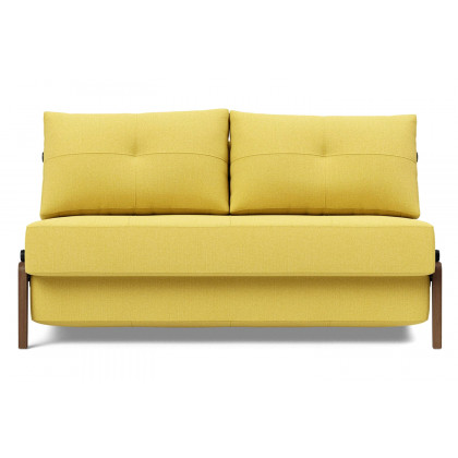 Innovation Living Cubed Full Size Sofa Bed with Dark Wood Legs - 554 Soft Mustard Flower