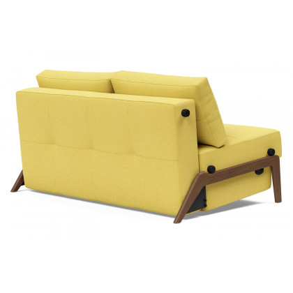 Innovation Living Cubed Full Size Sofa Bed with Dark Wood Legs - 554 Soft Mustard Flower