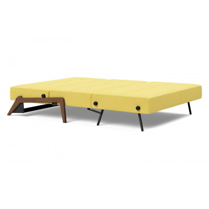 Innovation Living Cubed Full Size Sofa Bed with Dark Wood Legs - 554 Soft Mustard Flower