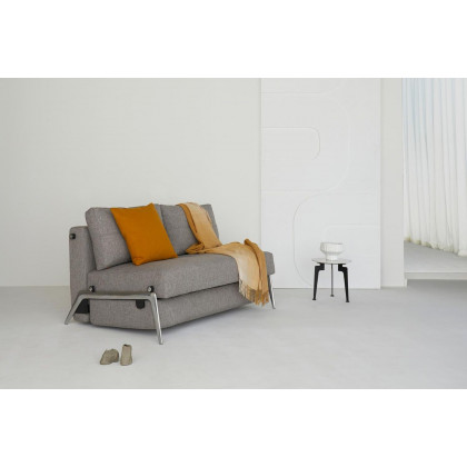 Innovation Living Cubed Full Size Sofa Bed with Alu Legs - 574 Vivus Dusty Off White