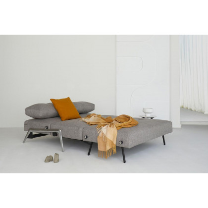 Innovation Living Cubed Full Size Sofa Bed with Alu Legs - 574 Vivus Dusty Off White