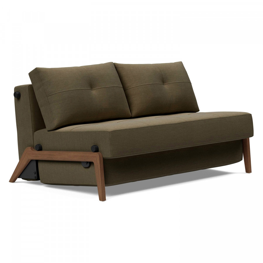 Innovation Living Cubed Full Size Sofa Bed with Dark Wood Legs - 575 Vivus Dusty Olive