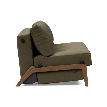 Innovation Living Cubed Full Size Sofa Bed with Dark Wood Legs - 575 Vivus Dusty Olive