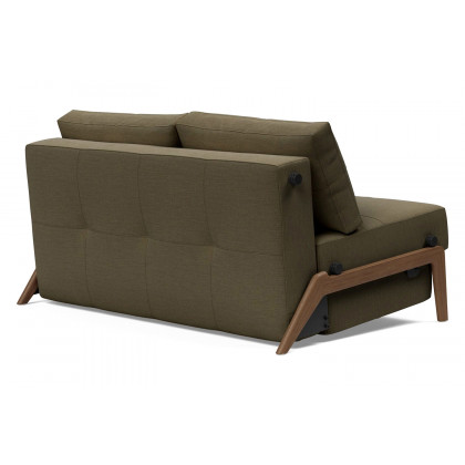 Innovation Living Cubed Full Size Sofa Bed with Dark Wood Legs - 575 Vivus Dusty Olive