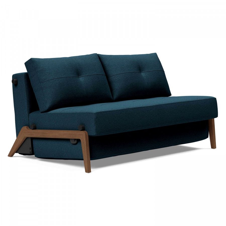 Innovation Living Cubed Full Size Sofa Bed with Dark Wood Legs - 580 Argus Navy Blue