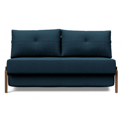Innovation Living Cubed Full Size Sofa Bed with Dark Wood Legs - 580 Argus Navy Blue