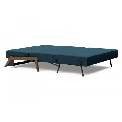 Innovation Living Cubed Full Size Sofa Bed with Dark Wood Legs - 580 Argus Navy Blue