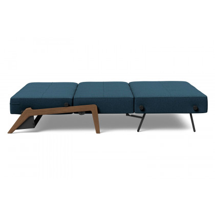 Innovation Living Cubed Full Size Sofa Bed with Dark Wood Legs - 580 Argus Navy Blue