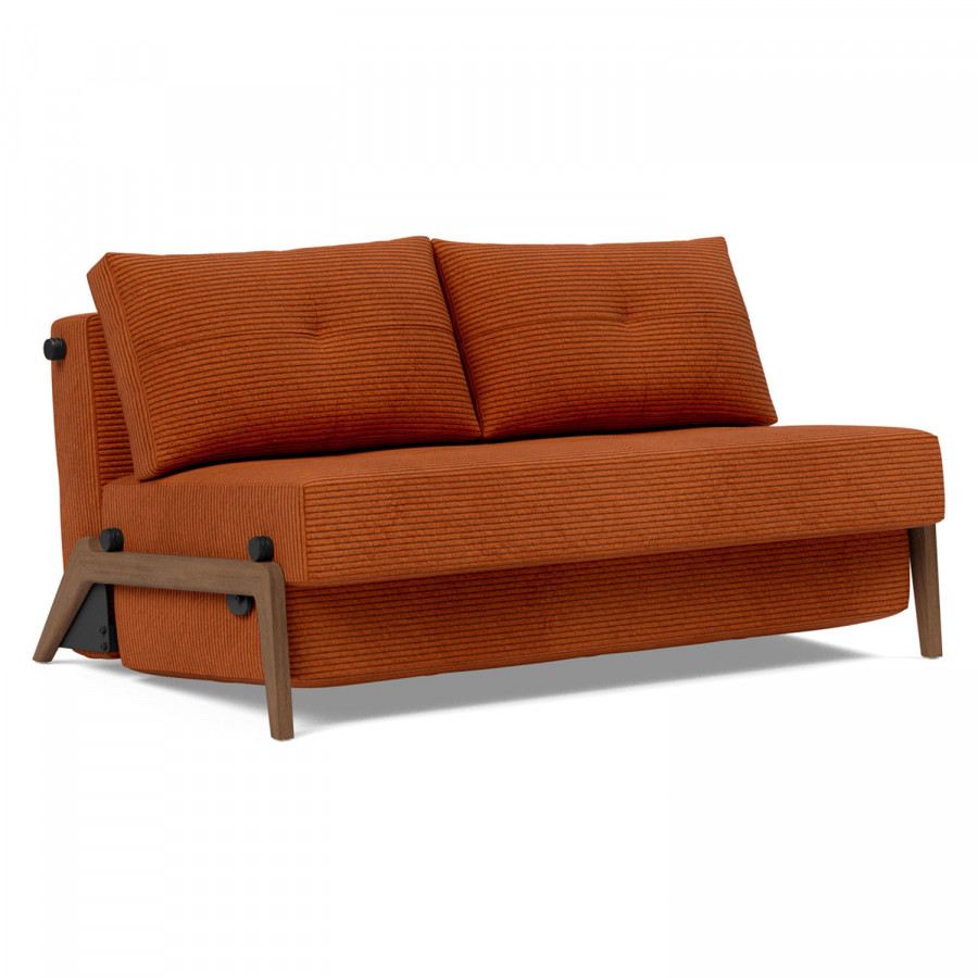 Innovation Living Cubed Full Size Sofa Bed with Dark Wood Legs - 595 Corduroy Burnt Orange