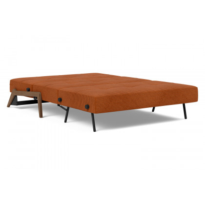 Innovation Living Cubed Full Size Sofa Bed with Dark Wood Legs - 595 Corduroy Burnt Orange