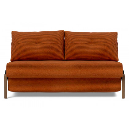 Innovation Living Cubed Full Size Sofa Bed with Dark Wood Legs - 595 Corduroy Burnt Orange