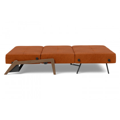 Innovation Living Cubed Full Size Sofa Bed with Dark Wood Legs - 595 Corduroy Burnt Orange