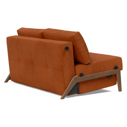 Innovation Living Cubed Full Size Sofa Bed with Dark Wood Legs - 595 Corduroy Burnt Orange