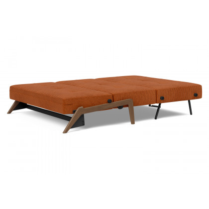 Innovation Living Cubed Full Size Sofa Bed with Dark Wood Legs - 595 Corduroy Burnt Orange