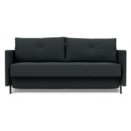 Innovation Living Cubed Queen Size Sofa Bed with Arms - 534 Bouclé Black Raven