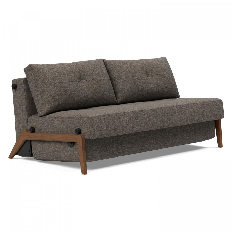 Innovation Living Cubed Queen Size Sofa Bed with Dark Wood Legs - 216 Flashtex Dark Gray