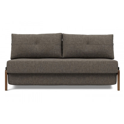 Innovation Living Cubed Queen Size Sofa Bed with Dark Wood Legs - 216 Flashtex Dark Gray