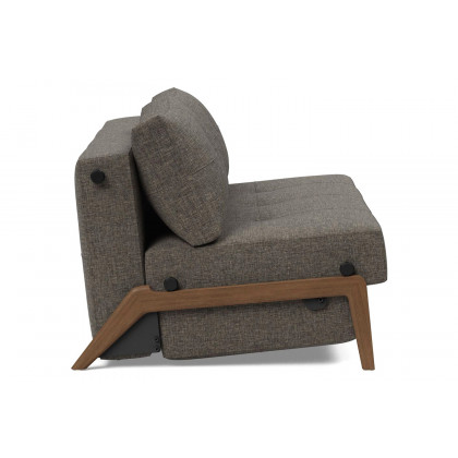 Innovation Living Cubed Queen Size Sofa Bed with Dark Wood Legs - 216 Flashtex Dark Gray