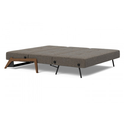 Innovation Living Cubed Queen Size Sofa Bed with Dark Wood Legs - 216 Flashtex Dark Gray