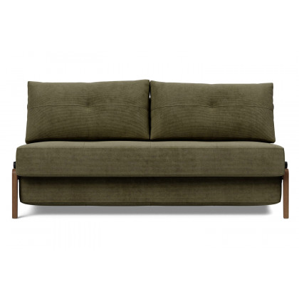 Innovation Living Cubed Queen Size Sofa Bed with Dark Wood Legs - 316 Cordufine Pine Green