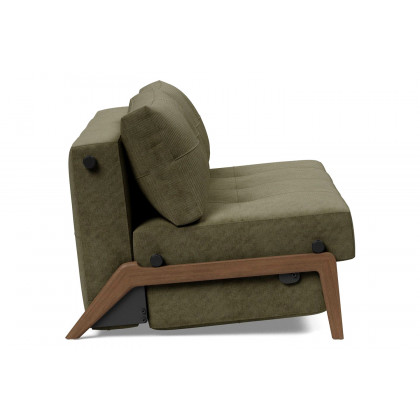 Innovation Living Cubed Queen Size Sofa Bed with Dark Wood Legs - 316 Cordufine Pine Green