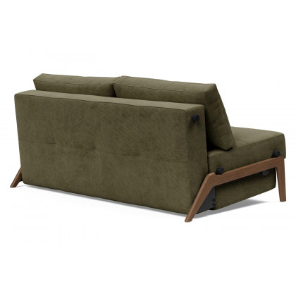 Innovation Living Cubed Queen Size Sofa Bed with Dark Wood Legs - 316 Cordufine Pine Green