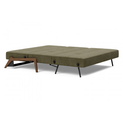 Innovation Living Cubed Queen Size Sofa Bed with Dark Wood Legs - 316 Cordufine Pine Green