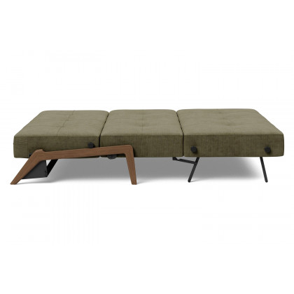 Innovation Living Cubed Queen Size Sofa Bed with Dark Wood Legs - 316 Cordufine Pine Green
