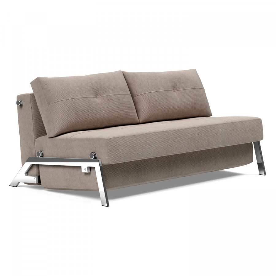 Innovation Living Cubed Queen Size Sofa Bed with Chrome Legs - 318 Cordufine Beige