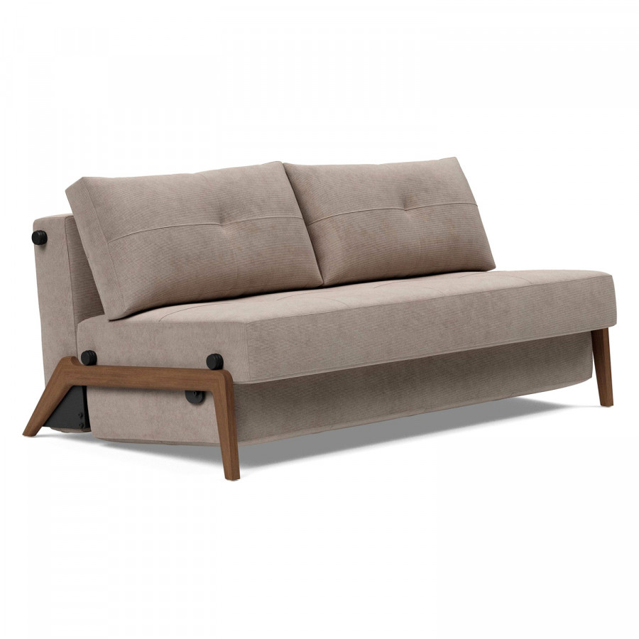 Innovation Living Cubed Queen Size Sofa Bed with Dark Wood Legs - 318 Cordufine Beige