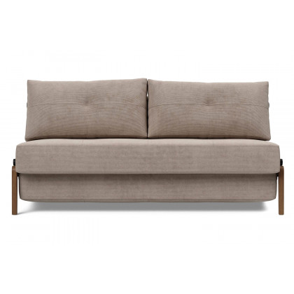 Innovation Living Cubed Queen Size Sofa Bed with Dark Wood Legs - 318 Cordufine Beige