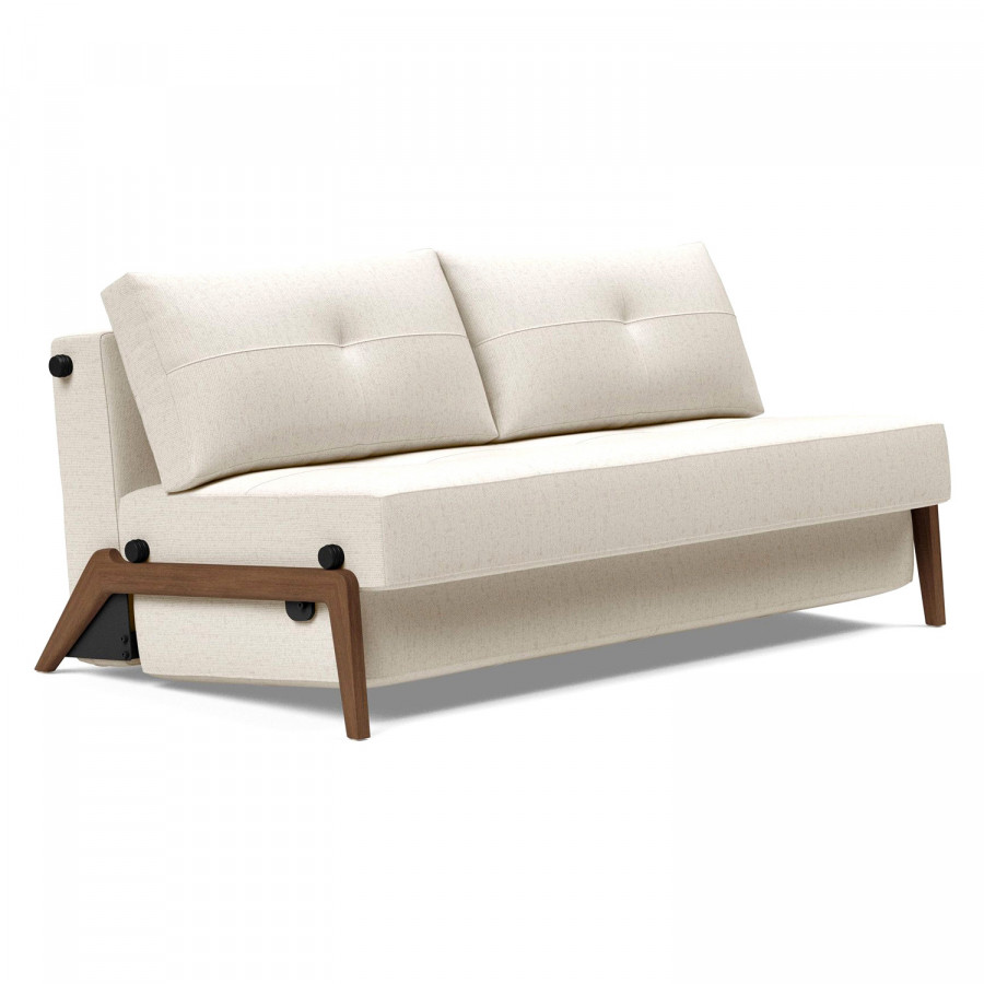 Innovation Living Cubed Queen Size Sofa Bed with Dark Wood Legs - 531 Bouclé Off White