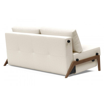 Innovation Living Cubed Queen Size Sofa Bed with Dark Wood Legs - 531 Bouclé Off White